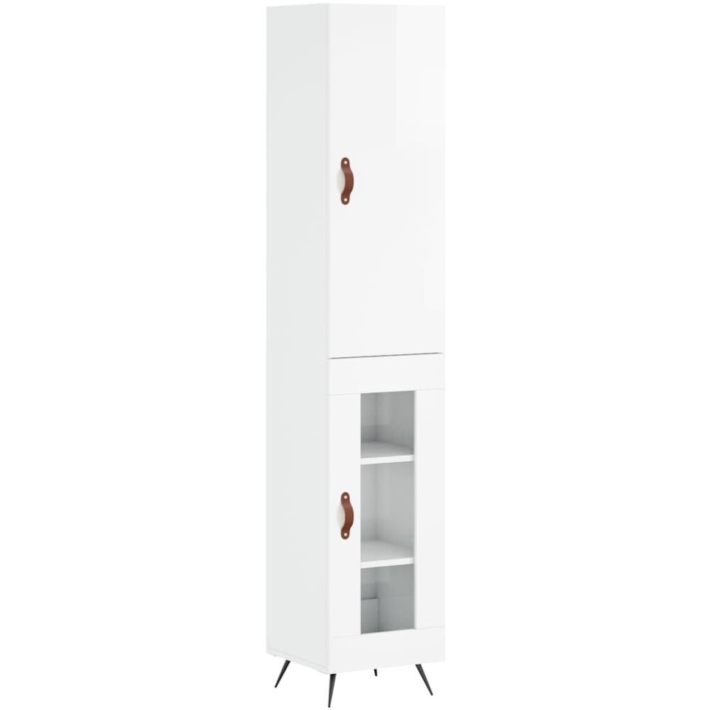 Credenza 34,5x34x180 Cm In Legno Multistrato Bianco Lucido - Foto 2