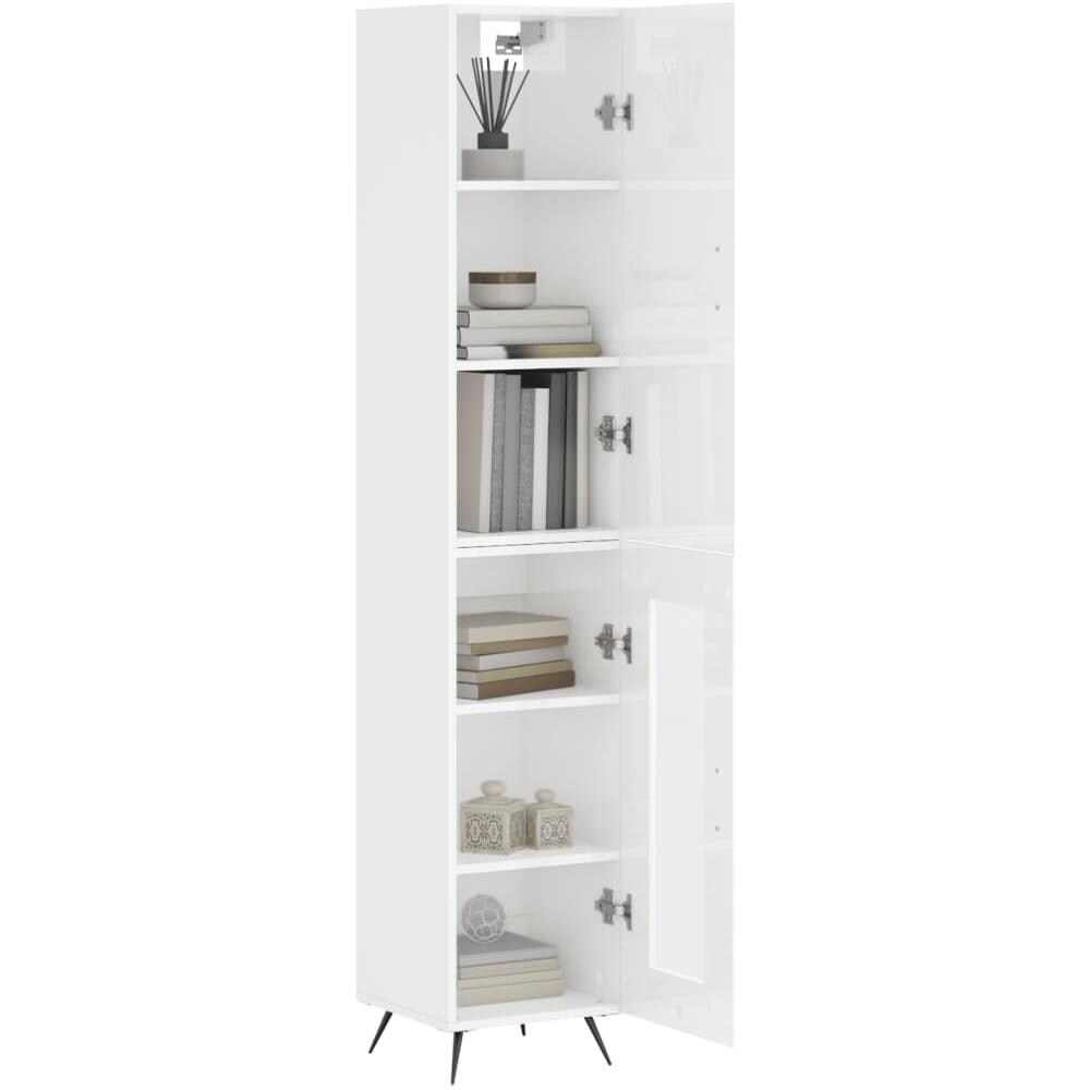 Credenza 34,5x34x180 Cm In Legno Multistrato Bianco Lucido - Foto 3