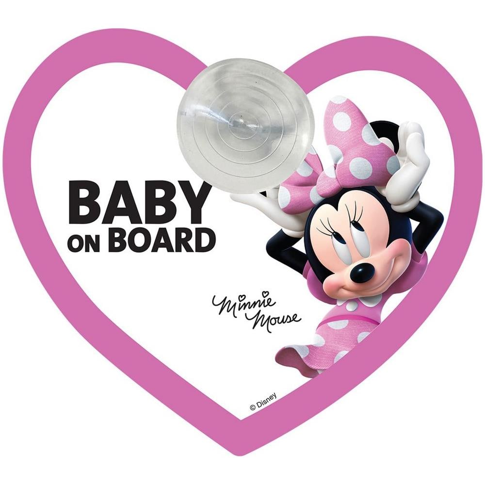Bimbo A Bordo, Segnale Di Sicurezza Auto ""baby On Board"" Grafiche Disney Minnie Mouse Topolina Con Attacco A Ventosa - Foto 1
