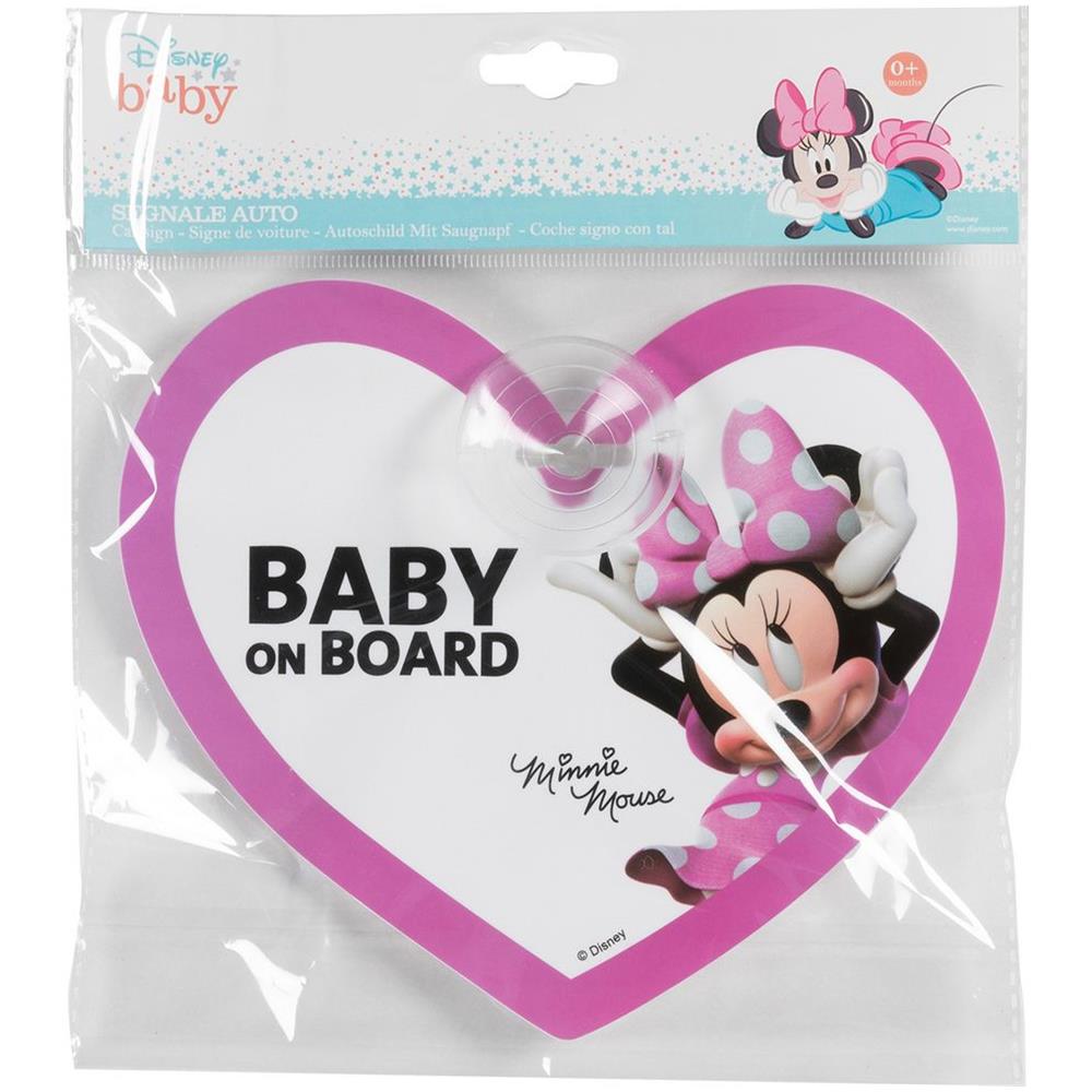 Bimbo A Bordo, Segnale Di Sicurezza Auto ""baby On Board"" Grafiche Disney Minnie Mouse Topolina Con Attacco A Ventosa - Foto 2