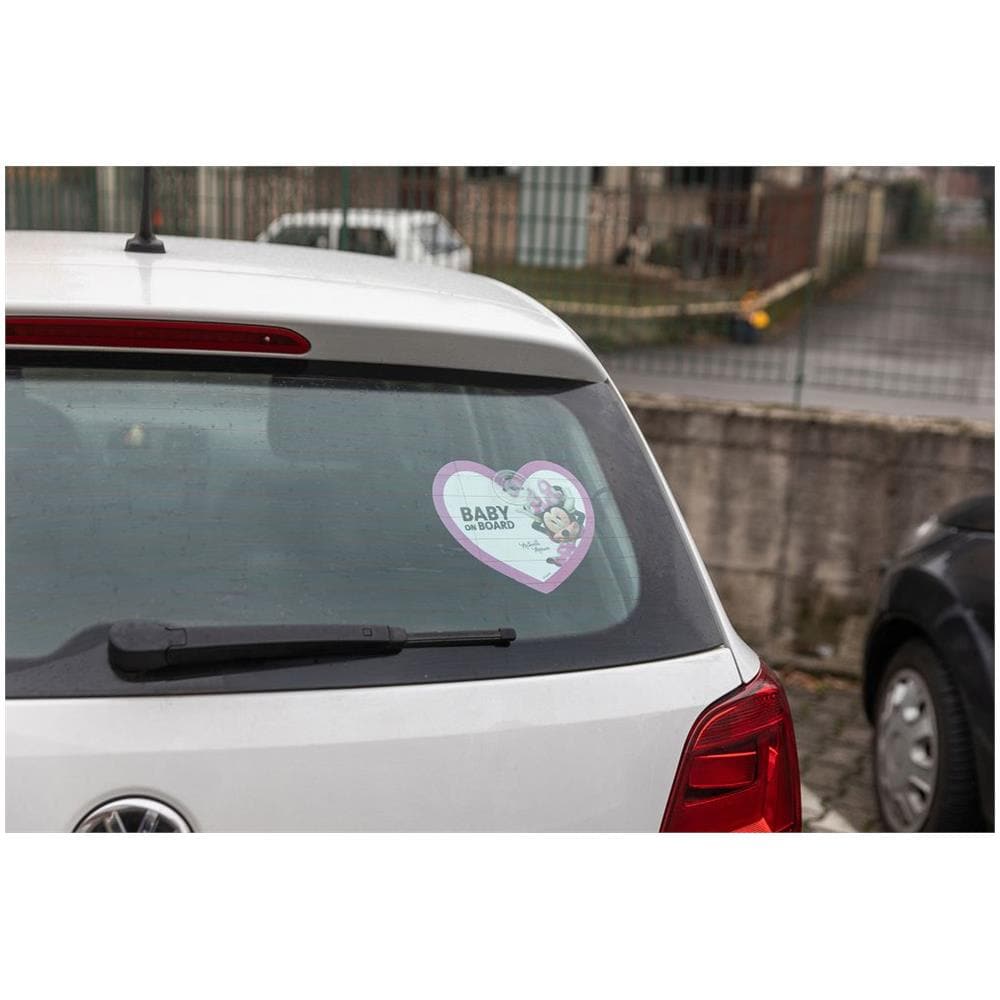 Bimbo A Bordo, Segnale Di Sicurezza Auto ""baby On Board"" Grafiche Disney Minnie Mouse Topolina Con Attacco A Ventosa - Foto 3