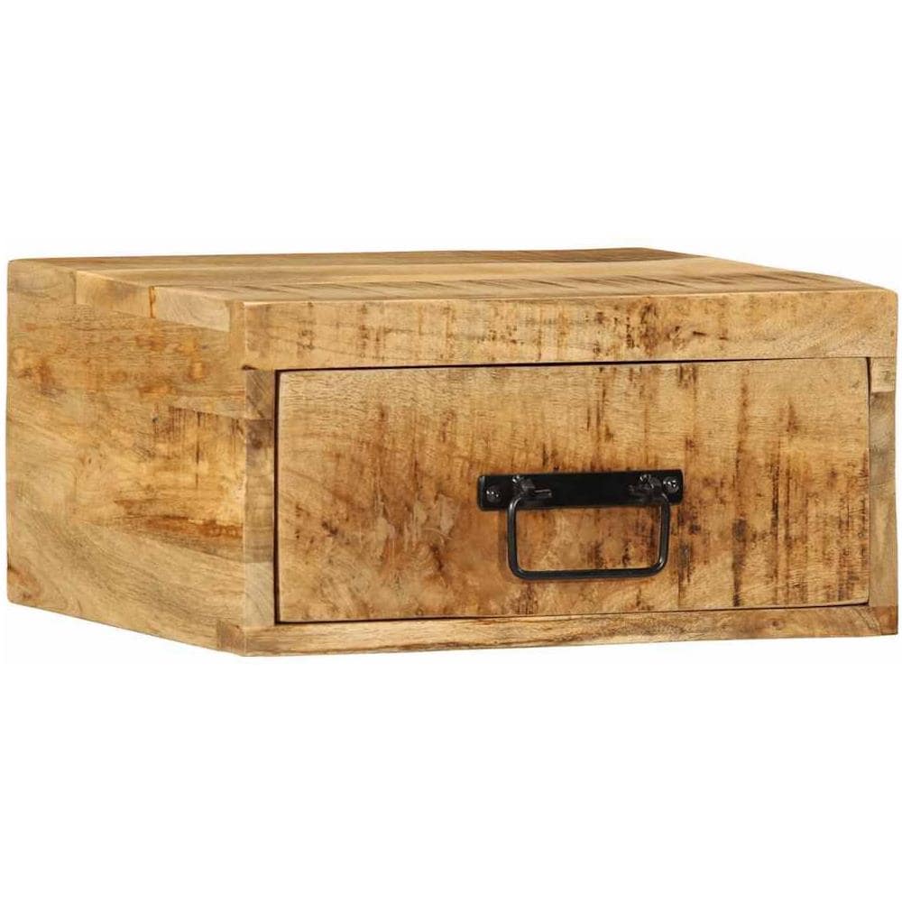 Comodino a Parete in Legno Grezzo Massello di Mango - Foto 1