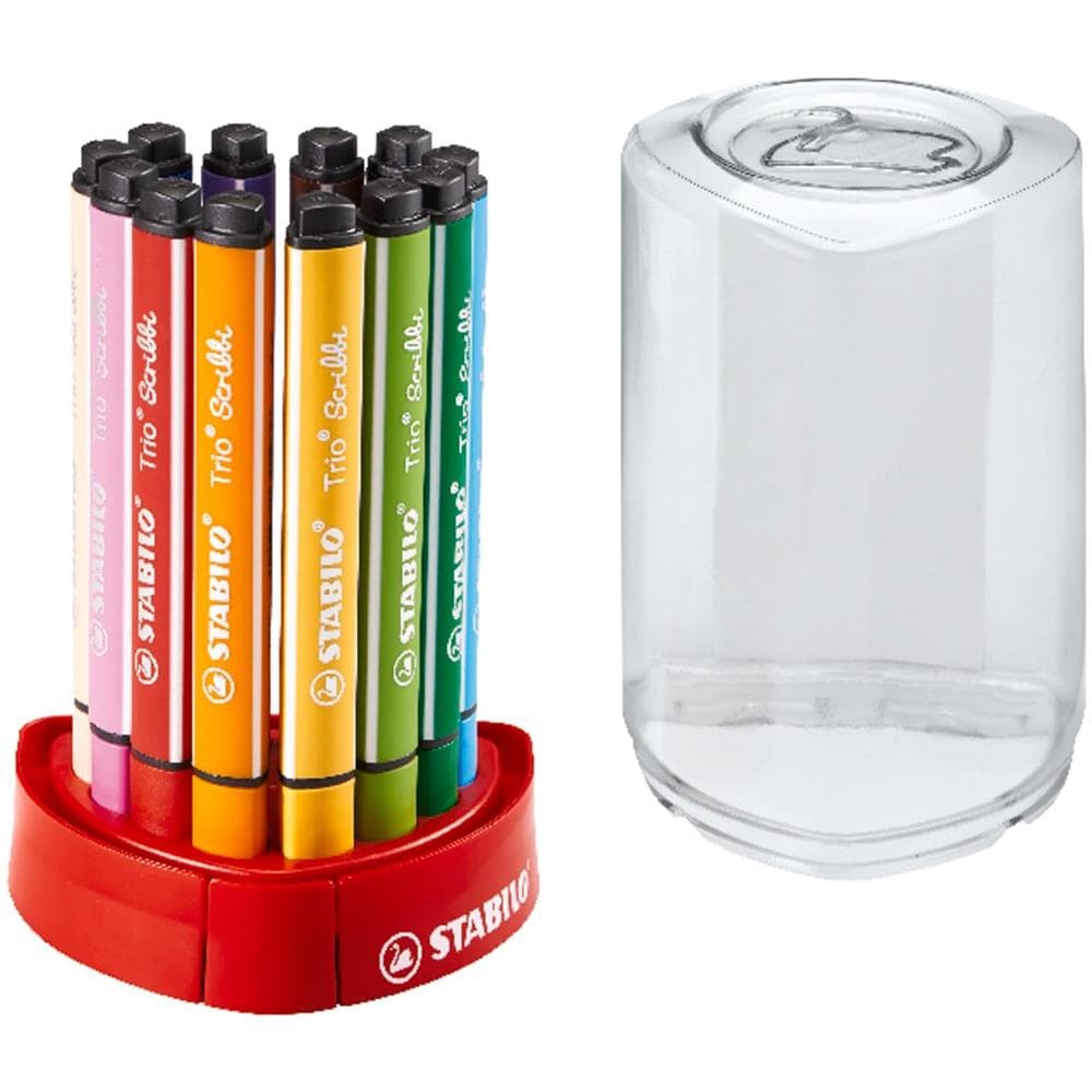 Trio Scribbi - Pennarello triangolare con punta ammortizzata - Set da Scrivania - 12 Colori assortiti - Foto 1