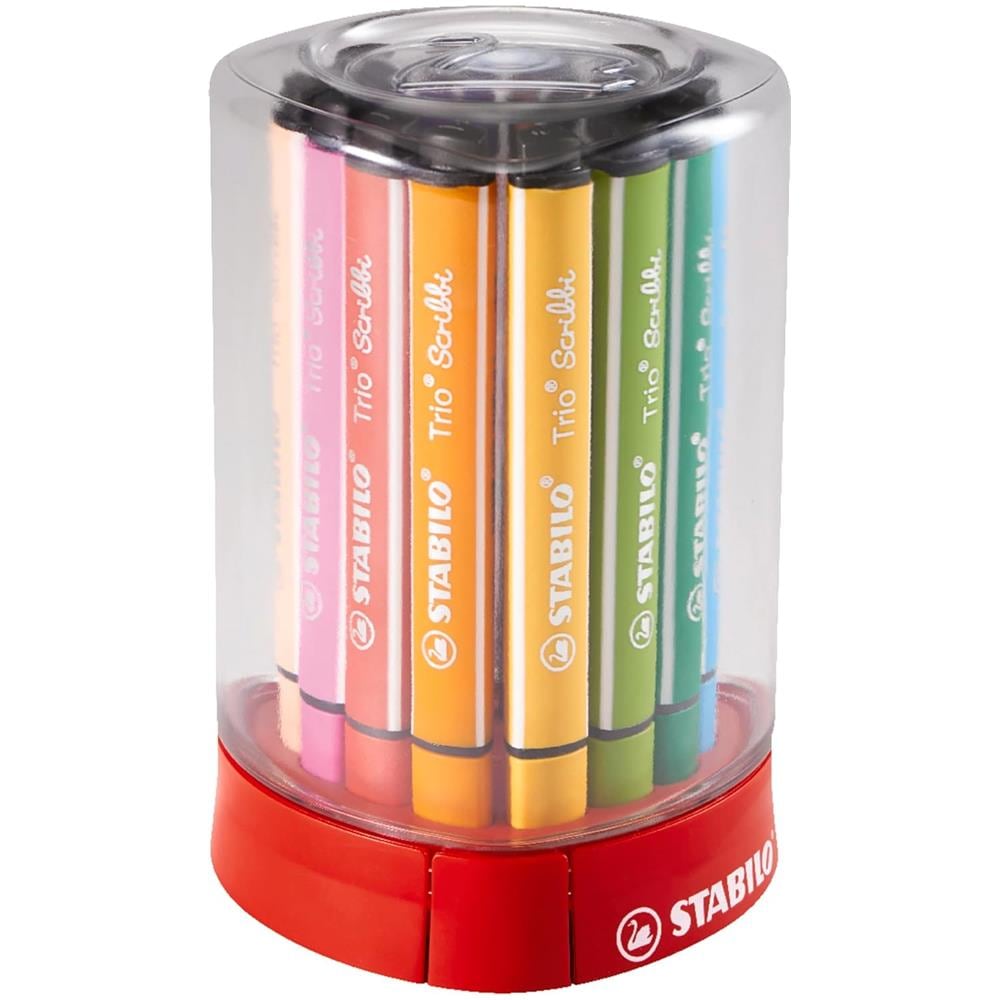 Trio Scribbi - Pennarello triangolare con punta ammortizzata - Set da Scrivania - 12 Colori assortiti - Foto 2