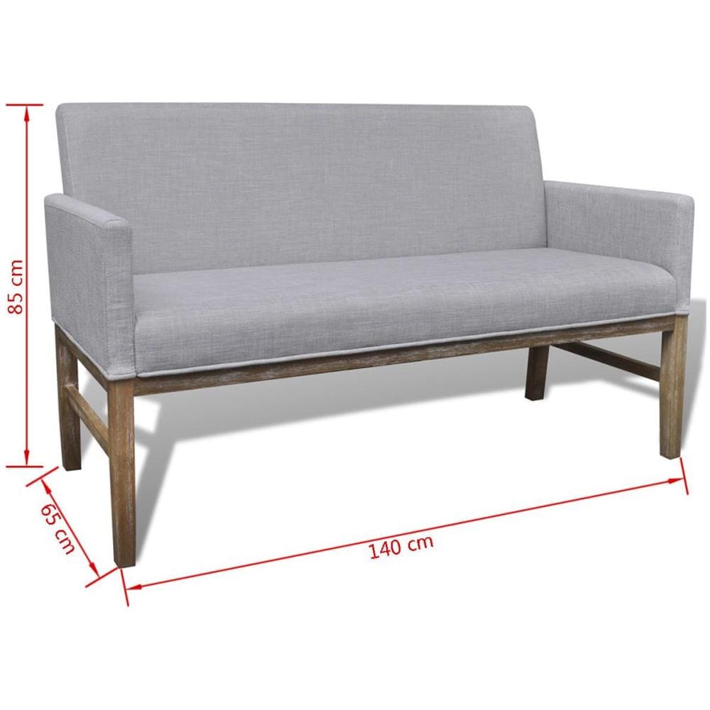 Panca con Cuscino Imbottito in Tessuto e Legno Grigio Chiaro - Foto 15