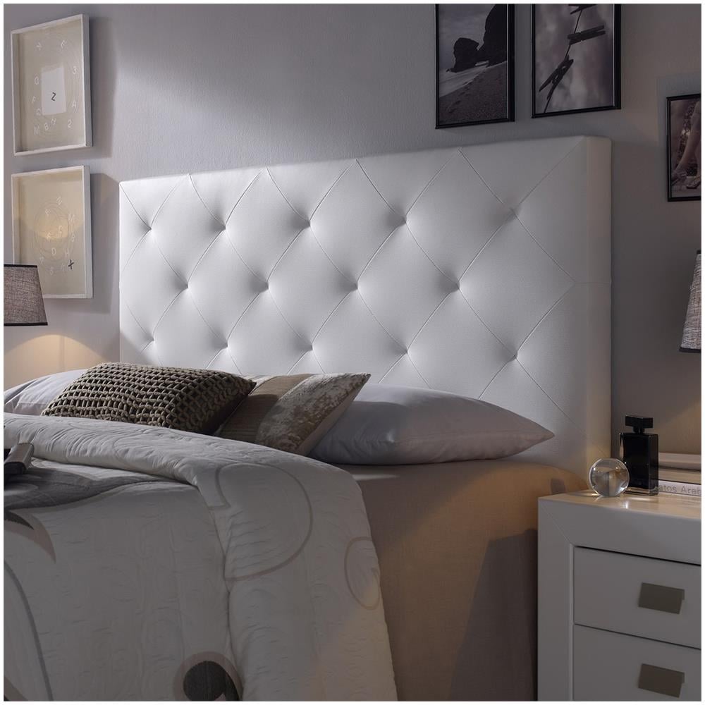 Testiera Di Letto Di Pelle Sintetica Rombo 150x60 Bianco - Foto 3
