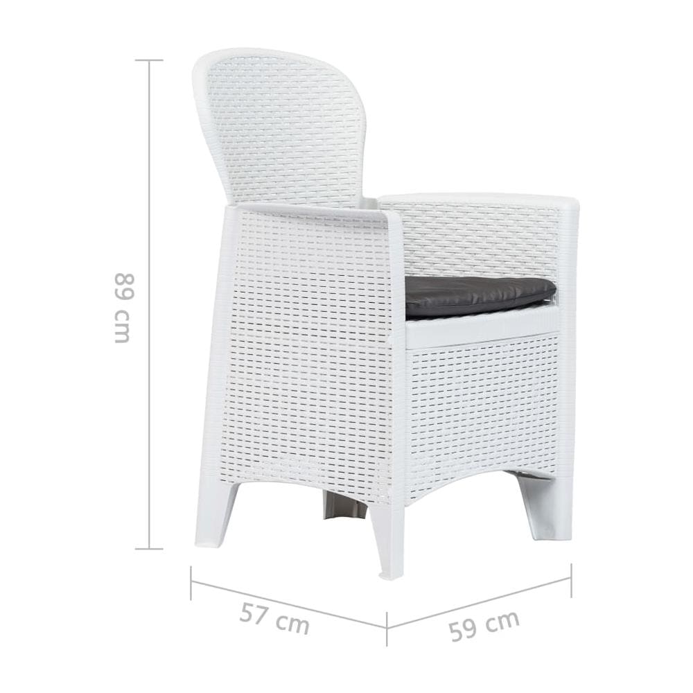 Sedie Da Giardino 2 Pz Cuscino Bianche In Plastica Stile Rattan - Foto 7
