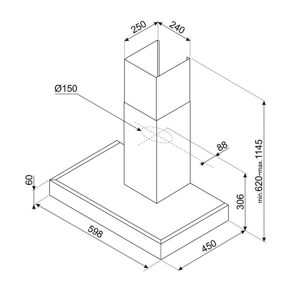 Cappa a Parete KATE600EX Aspirante da 60 cm Colore Inox Satinato - Foto 4