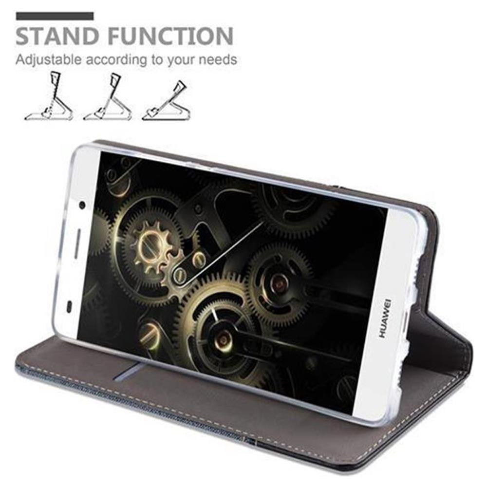 Custodia Compatibile Con Huawei P8 Lite 2015 In Blu Scuro Nero - Coperchio Protettiva Con Chiusura Magnetica, Funzione Stand E Tasca Per Le Carte - Foto 8