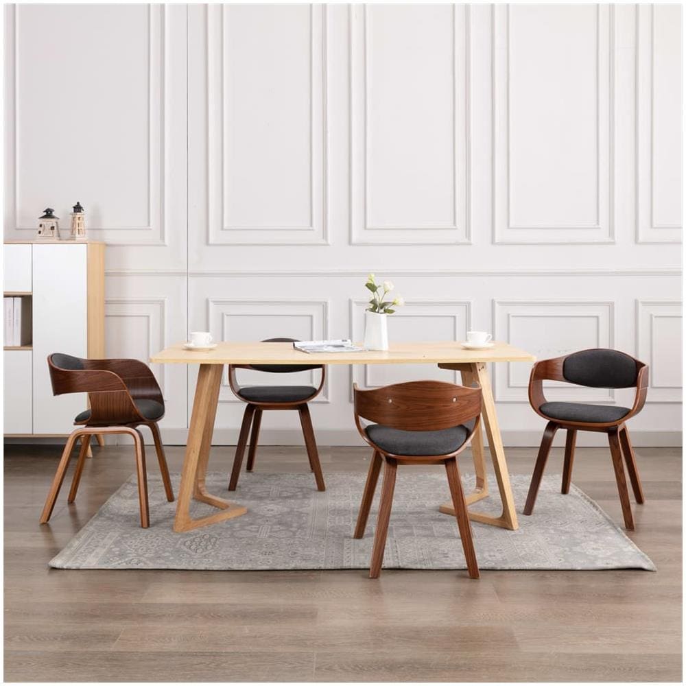 Sedie Da Pranzo 4 Pz In Legno Piegato E Tessuto Grigio - Foto 1