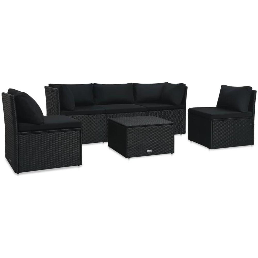 Set Divani da Giardino 4 pz con Cuscini in Polyrattan Nero - Foto 1