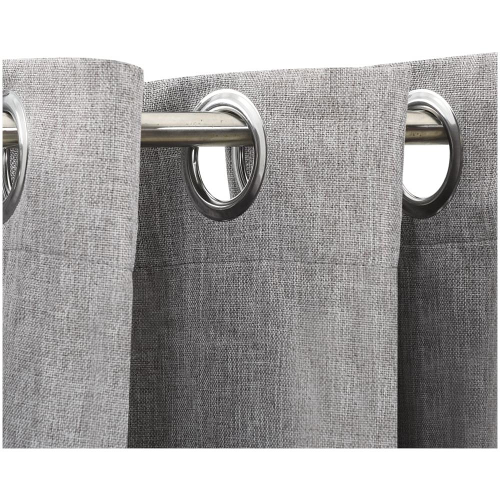 Tende Oscuranti Effetto Lino Con Occhielli 2pz Grigio 290x245cm - Foto 2