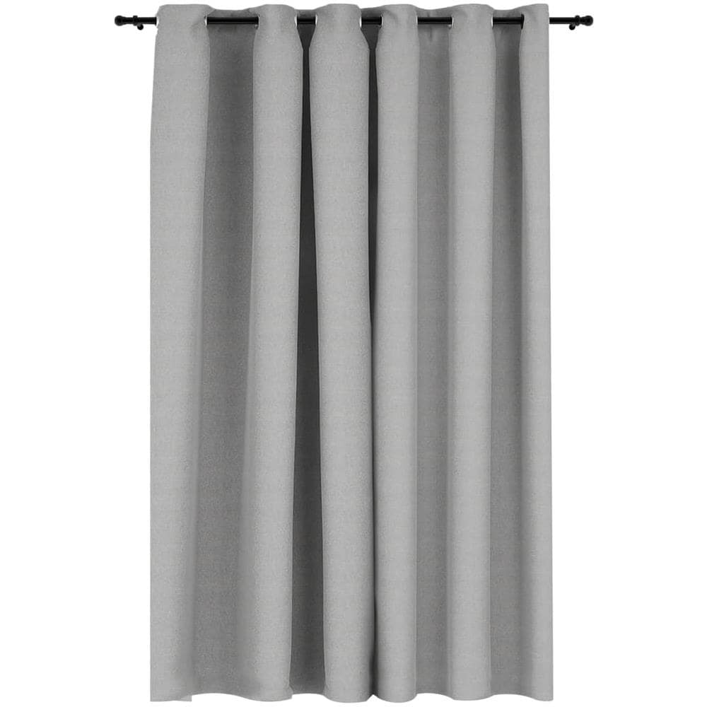 Tende Oscuranti Effetto Lino Con Occhielli 2pz Grigio 290x245cm - Foto 1