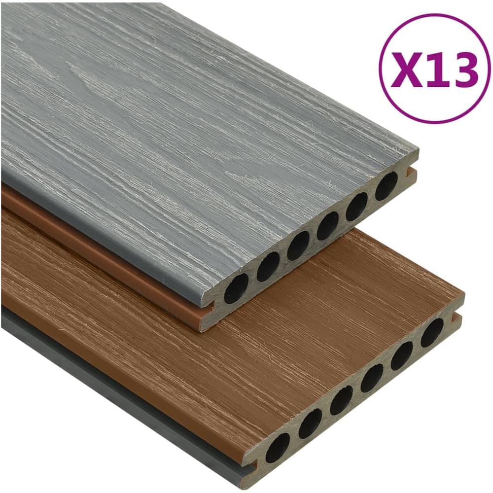 Listoni Decking WPC con Accessori Marroni e Grigi 26 m² 2,2 m - Foto 1