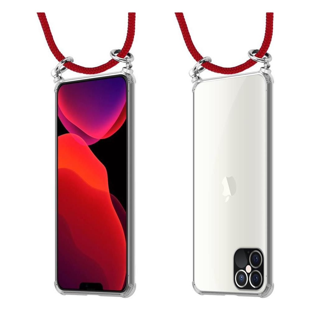 Cadorabo Catena Di Telefoni Cellulari Compatibile Con Apple Iphone 12 / Iphone 12 Pro (6,1"" Zoll) In Rosso Rubino - Coperchio Protettivo In Silicone Con Anelli D'argento, Cinturino In Corda E Custodia Staccabile - Foto 8