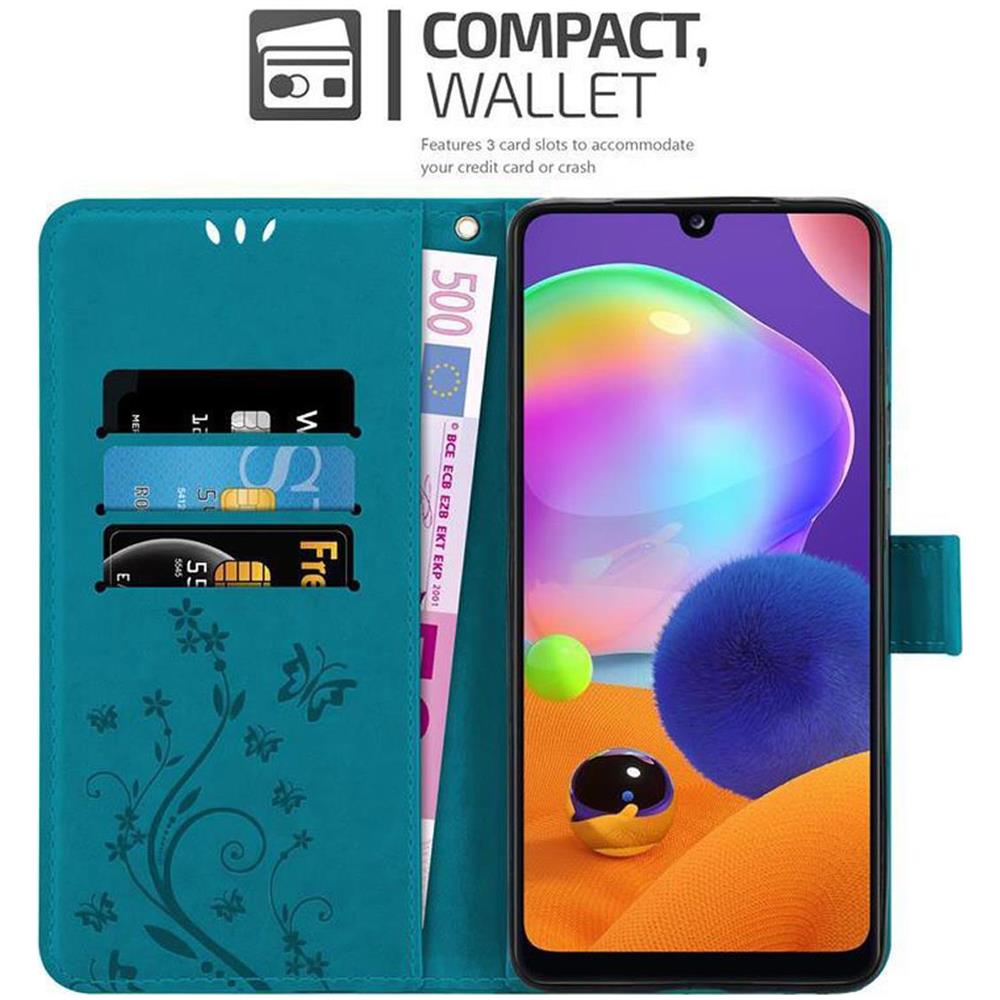 Cadorabo Custodia Compatibile Con Samsung Galaxy A31 In Blu Fiore - Coperchio Protettivo In Design Floreale Con Chiusura Magnetica, Funzione Stand E Slot Per Carte - Foto 2