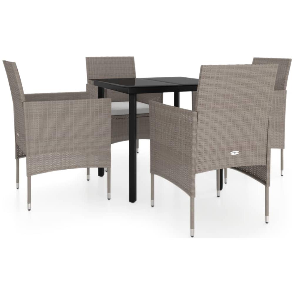 Set Da Pranzo Per Giardino 5 Pz Con Cuscini Beige E Nero - Foto 2