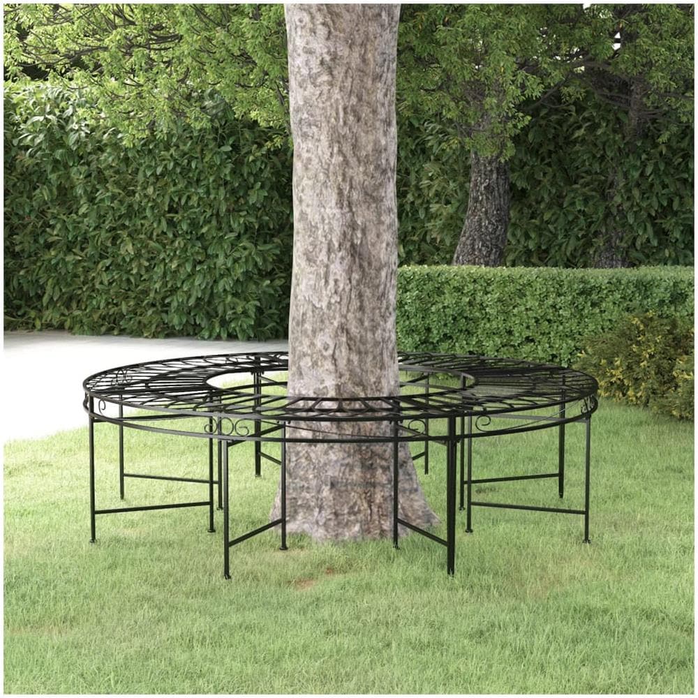 Panchina per Albero Circolare Ø160 cm Nera in Acciaio - Foto 1