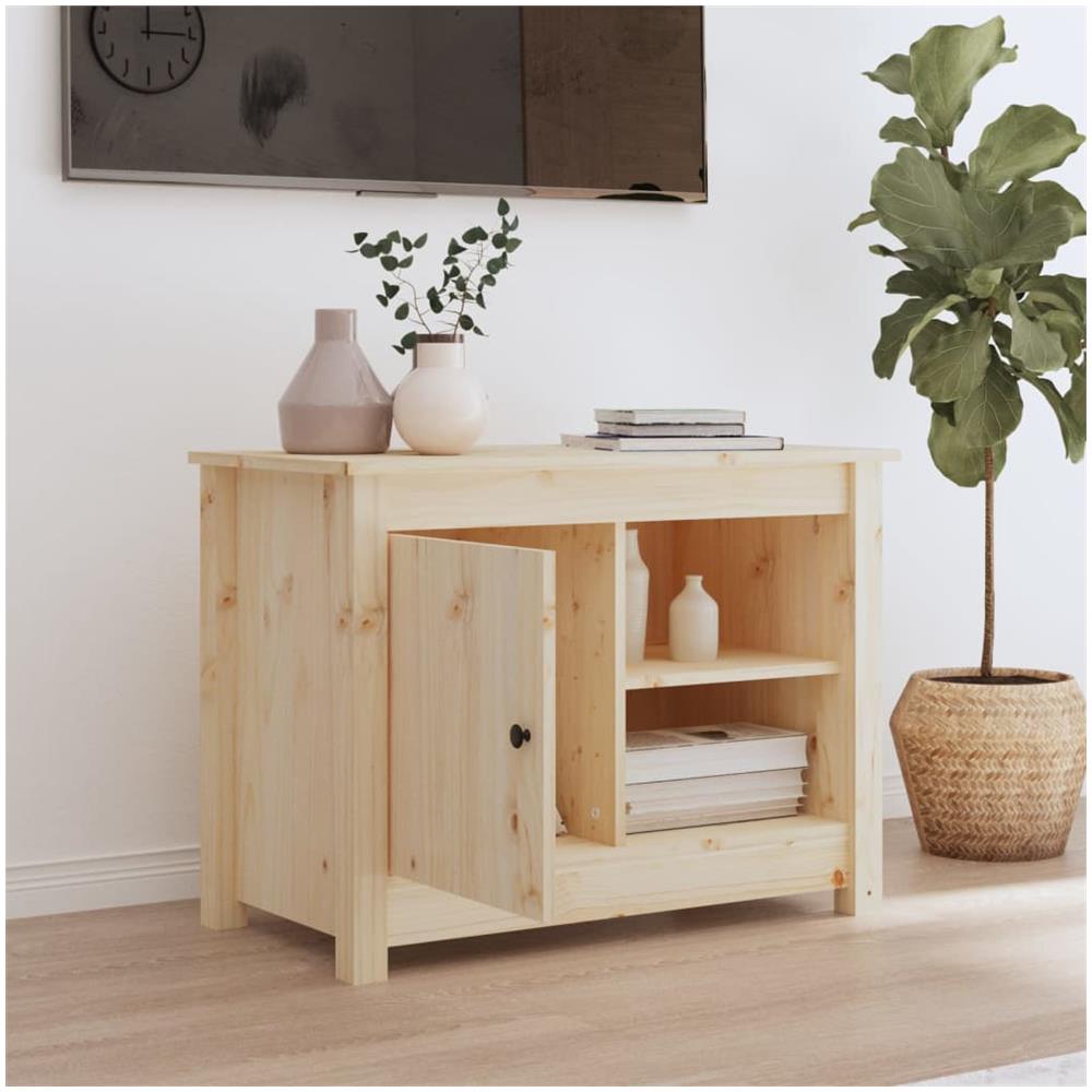 Mobile Porta Tv 70x36,5x52 Cm In Legno Massello Di Pino - Foto 2
