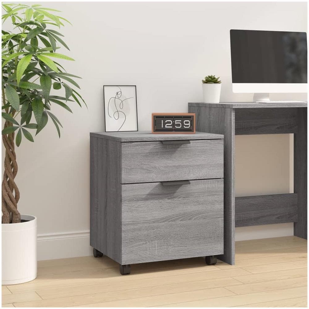 Schedario Con Ruote Grigio Sonoma 45x38x54 Cm Legno Multistrato - Foto 1