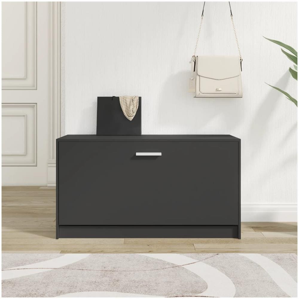 Scarpiera Nera 80x24x45 Cm In Legno Multistrato - Foto 1