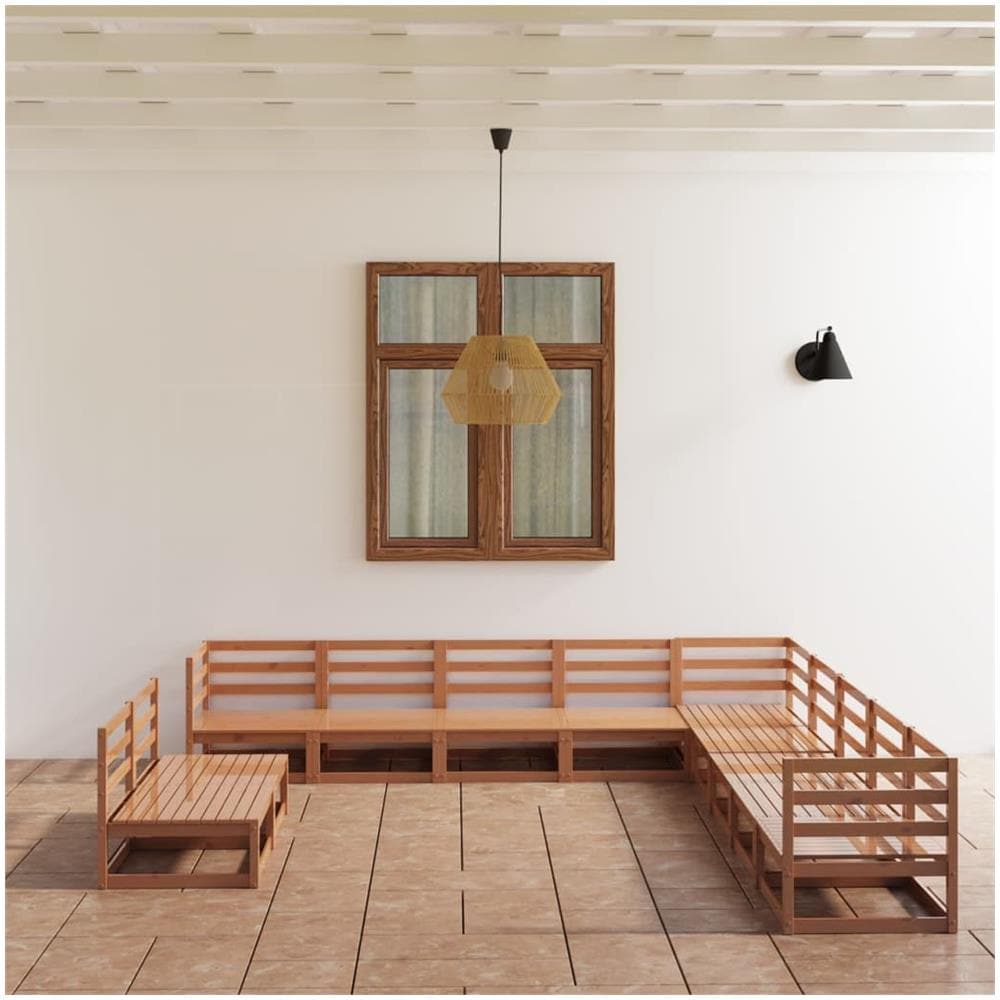 Set Divani Da Giardino 11 Pz Marrone Miele In Massello Di Pino - Foto 1