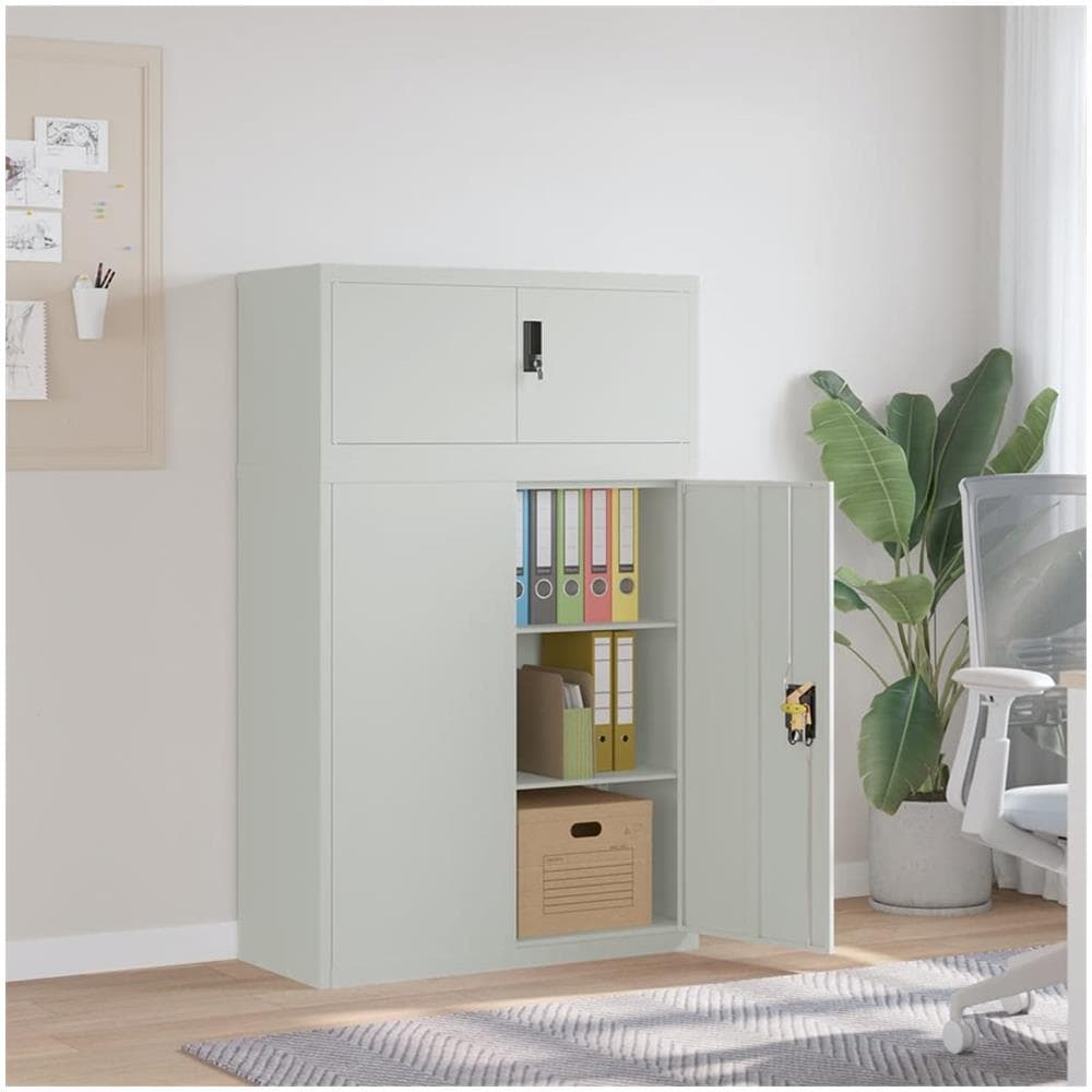 Armadio Classificatore Grigio Chiaro 90x40x145 Cm In Acciaio - Foto 1