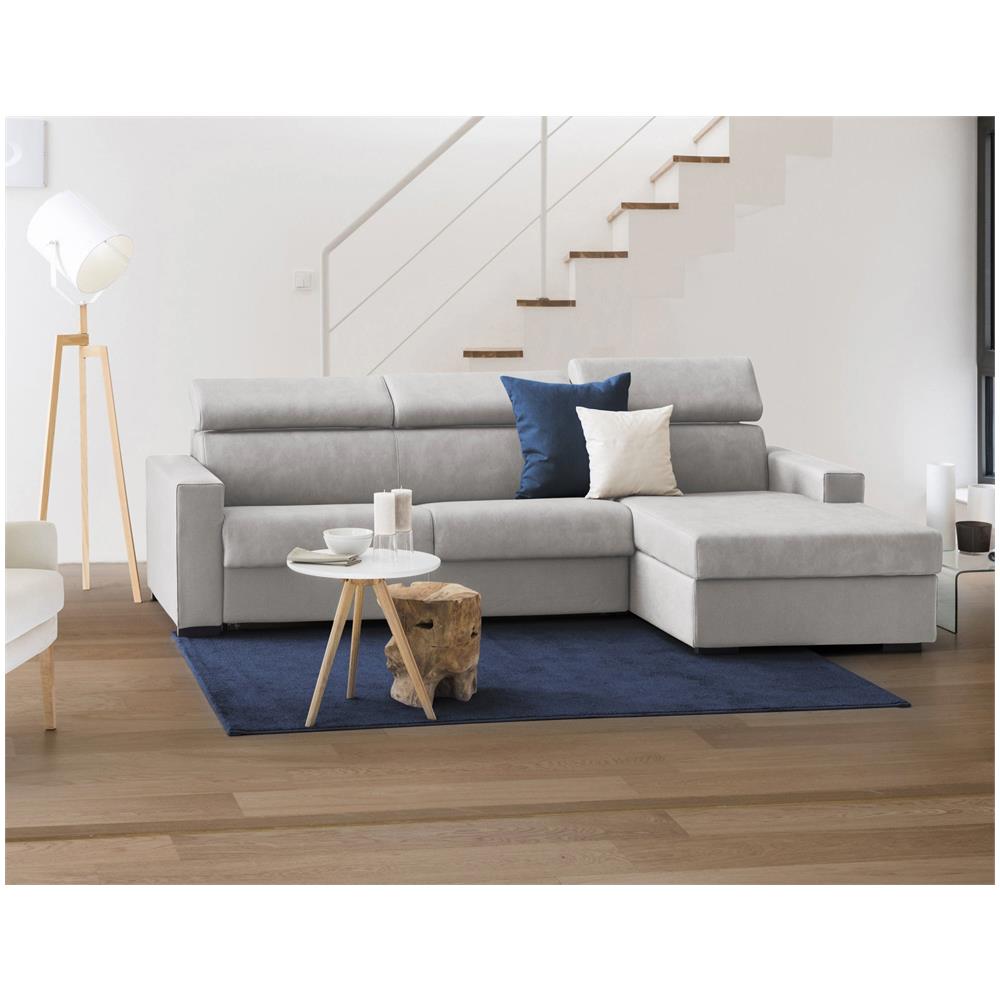 Divano Letto Alda, Divano Ad Angolo, 100% Made In Italy, Sofà Con Apertura Girevole, Con Penisola Contenitore Sinistra, Con Braccioli Standard, Cm 280x95h85, Grigio - Foto 1