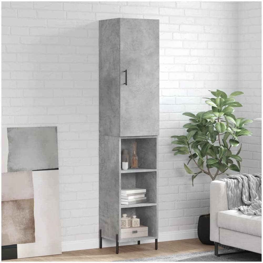 Credenza Grigio Cemento 34,5x34x180 Cm In Legno Multistrato - Foto 1