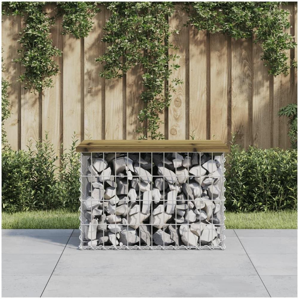 Panca da Giardino Design Gabbione 63x44x42 cm Pino Impregnato - Foto 1