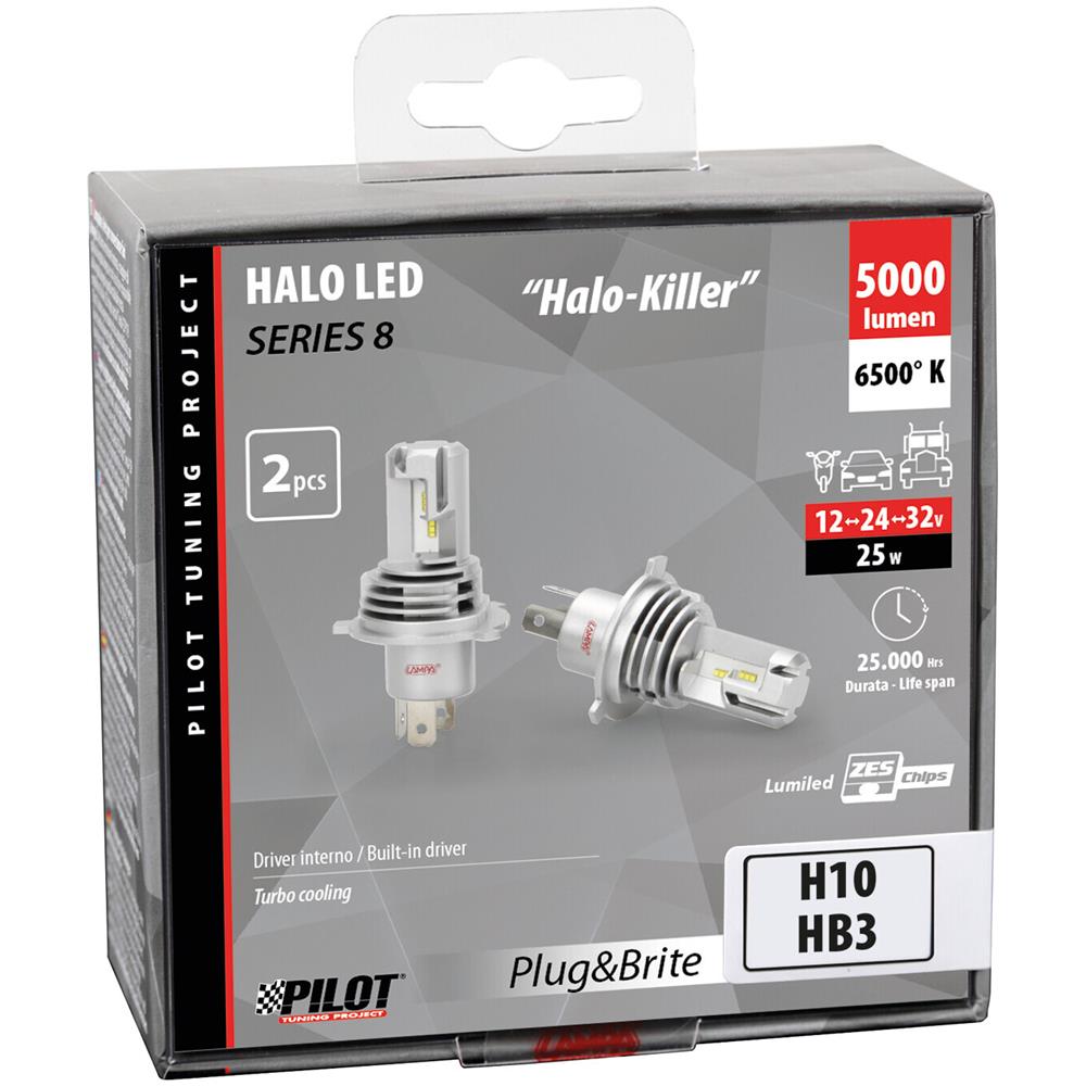9/32v Halo Led Serie 8 Halo Killer - (h10-hb3 9005) - 25w - P20d - 2 Pz - Scatola - Foto 3