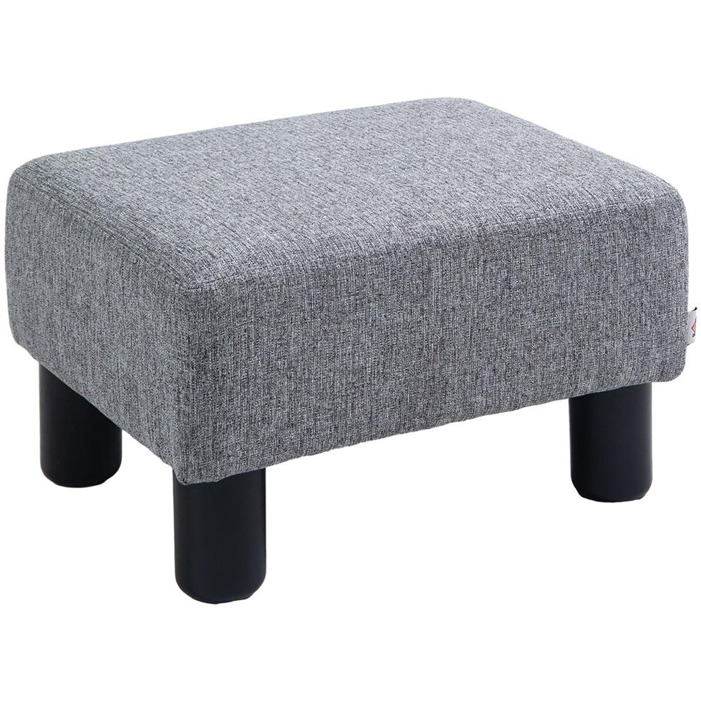 Pouf Poggiapiedi in Tessuto Effetto Lino Imbottito, 40x30x24cm, Grigio - Foto 1