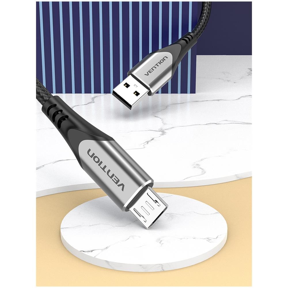 COAHD cavo USB USB 2.0 0,5 m USB A Micro-USB B Alluminio, Nero - Foto 2
