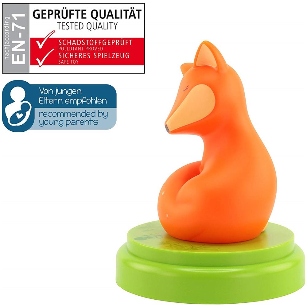 ANSMANN Luce LED volpe - Lampada notturna volpe per bambini con Timer e sensore Touch - Lucina bimbi per comodino cameretta - Baby Light - Foto 2