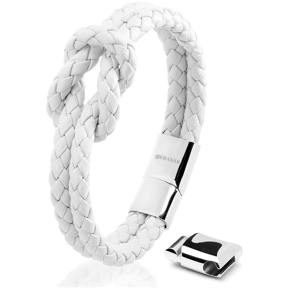 Bracciale da Donna in Pelle Premium "Knot" 16cm Bianco - Foto 1