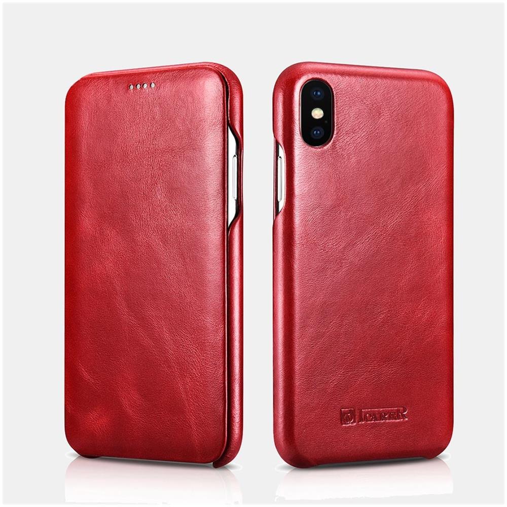 Xs Max Caso Di Iphone Curvo Edge Series Vera Pelle Vintage Red - Foto 1