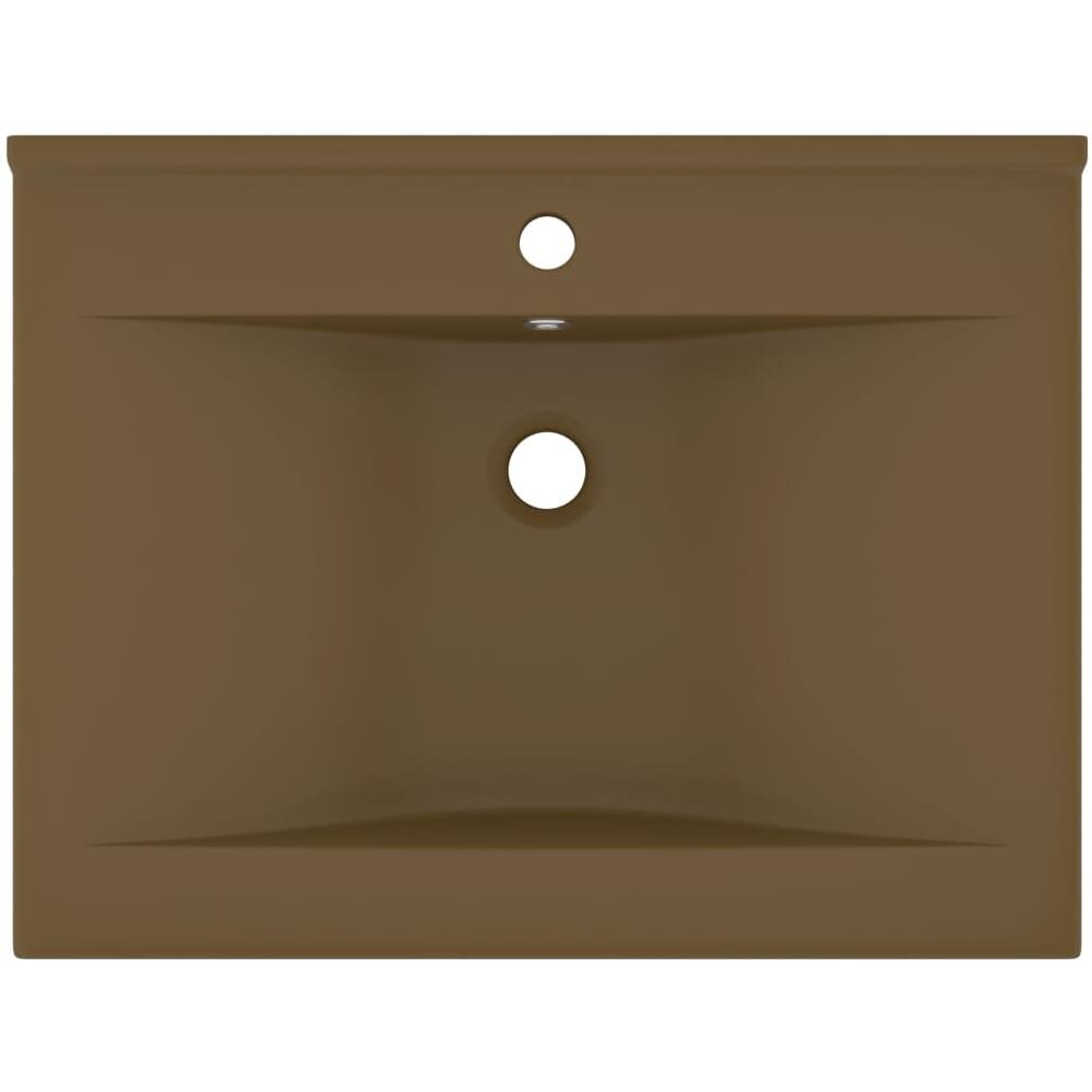 Lavandino con Foro Rubinetto Crema Opaco 60x46 cm in Ceramica - Foto 2