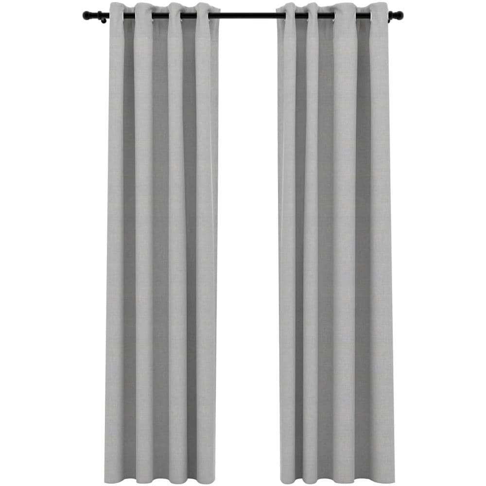 Tende Oscuranti Effetto Lino Con Occhielli 2pz 140x225cm Grigio - Foto 2