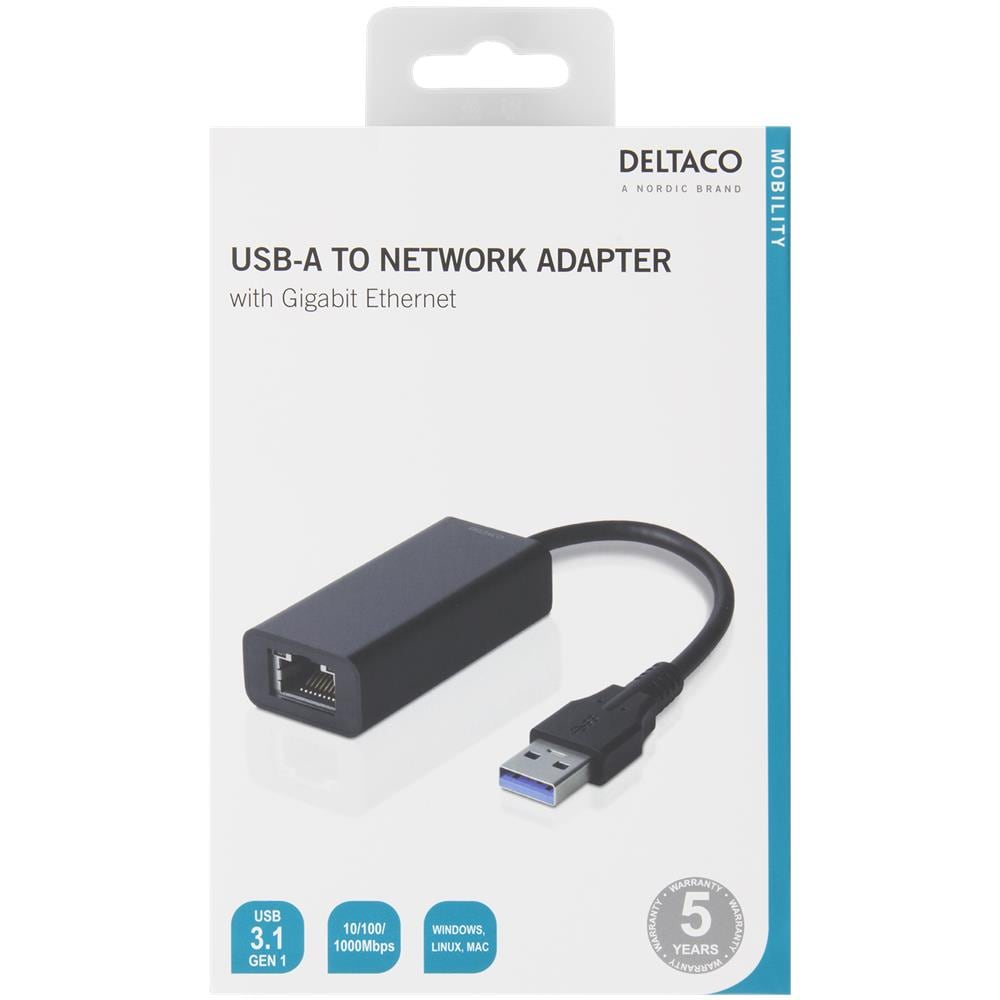 Adattatore Di Rete Deltaco Usb 3.0, Gigabit, 1xrj45, Nero - Foto 2