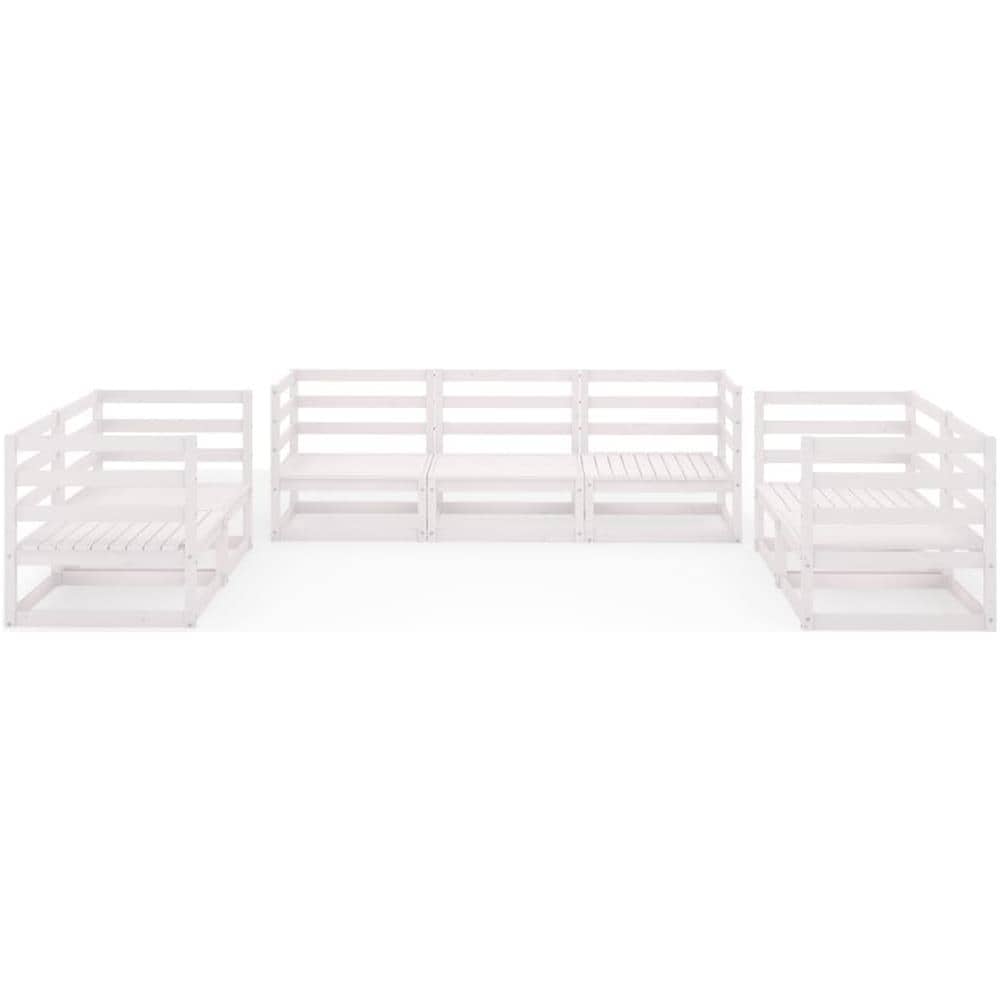 Set Divani da Giardino 7 pz Bianco in Legno Massello di Pino - Foto 3