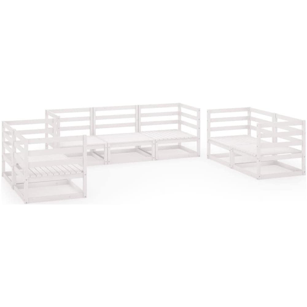 Set Divani da Giardino 7 pz Bianco in Legno Massello di Pino - Foto 2