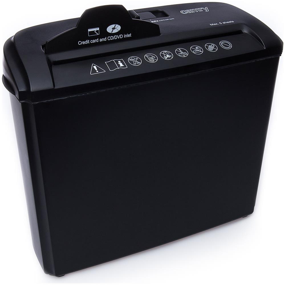 Cr 1033 Distruggidocumenti Da 5 Fogli Distruggi Cd Dvd Carte Di Credito Contenitore 7 L 130w Nero - Foto 1