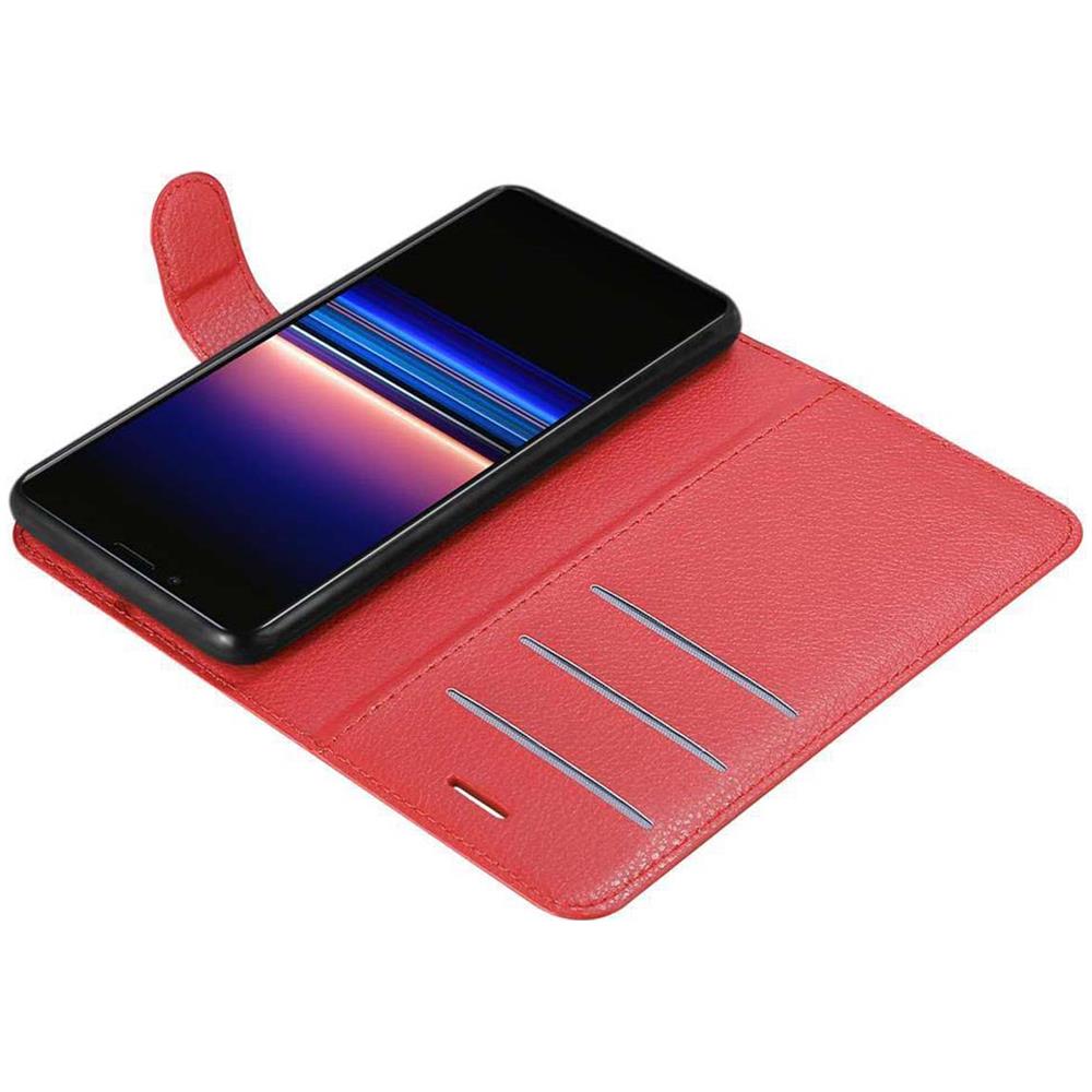 Custodia Compatibile Con Sony Xperia 1 In Rosso Carminio - Coperchio Protettiva Con Chiusura Magnetica, Funzione Stand E Tasca Per Le Carte - Foto 8