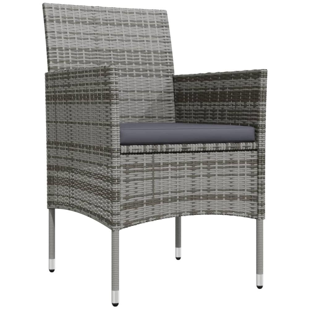 Set Da Pranzo Per Giardino 9 Pz Con Cuscini Grigio E Nero - Foto 3