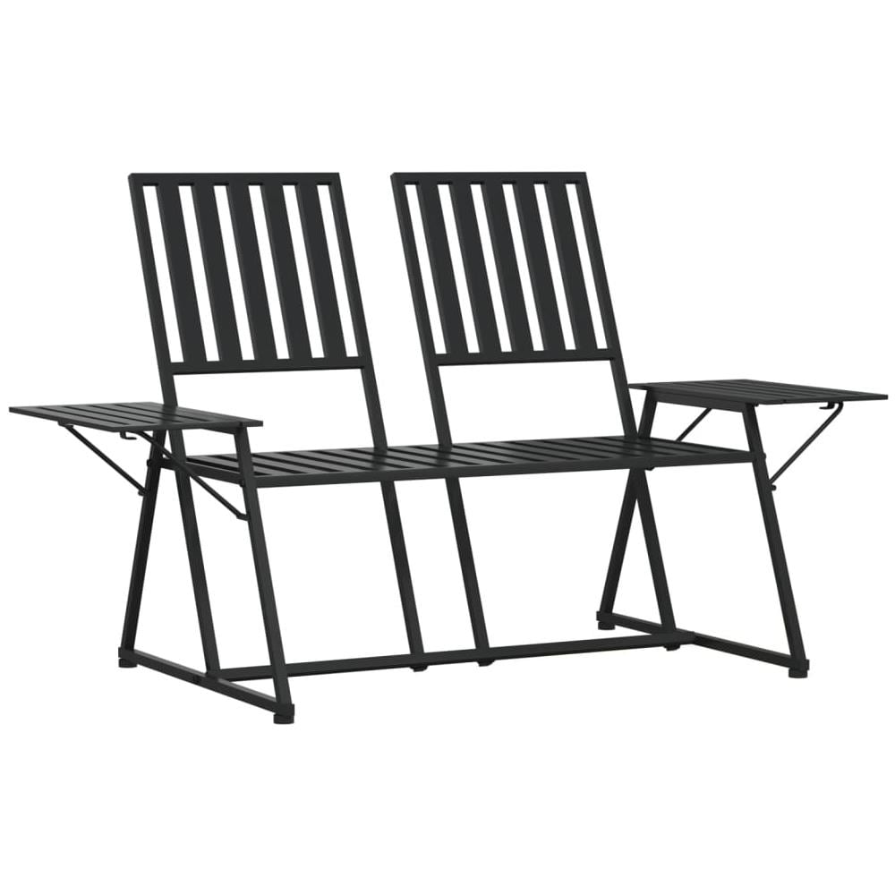 Panca da Giardino a 2 Posti 165 cm Nera in Acciaio - Foto 2