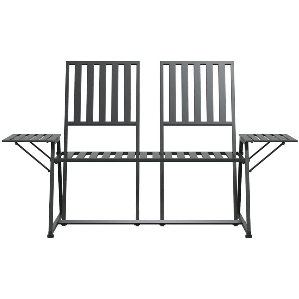 Panca da Giardino a 2 Posti 165 cm Nera in Acciaio - Foto 3