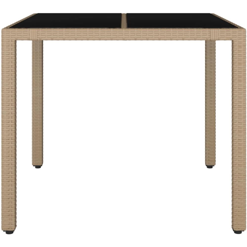 Tavolo Da Giardino Piano Vetro Beige Polyrattan Vetro Temperato - Foto 3