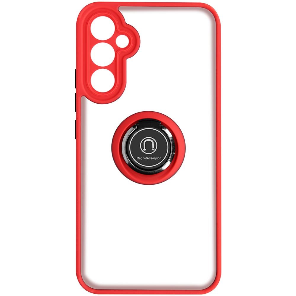 Cover Per Samsung Galaxy A34 5g Bimateria Anello Metallico Supporto Bordo Rosso - Foto 1