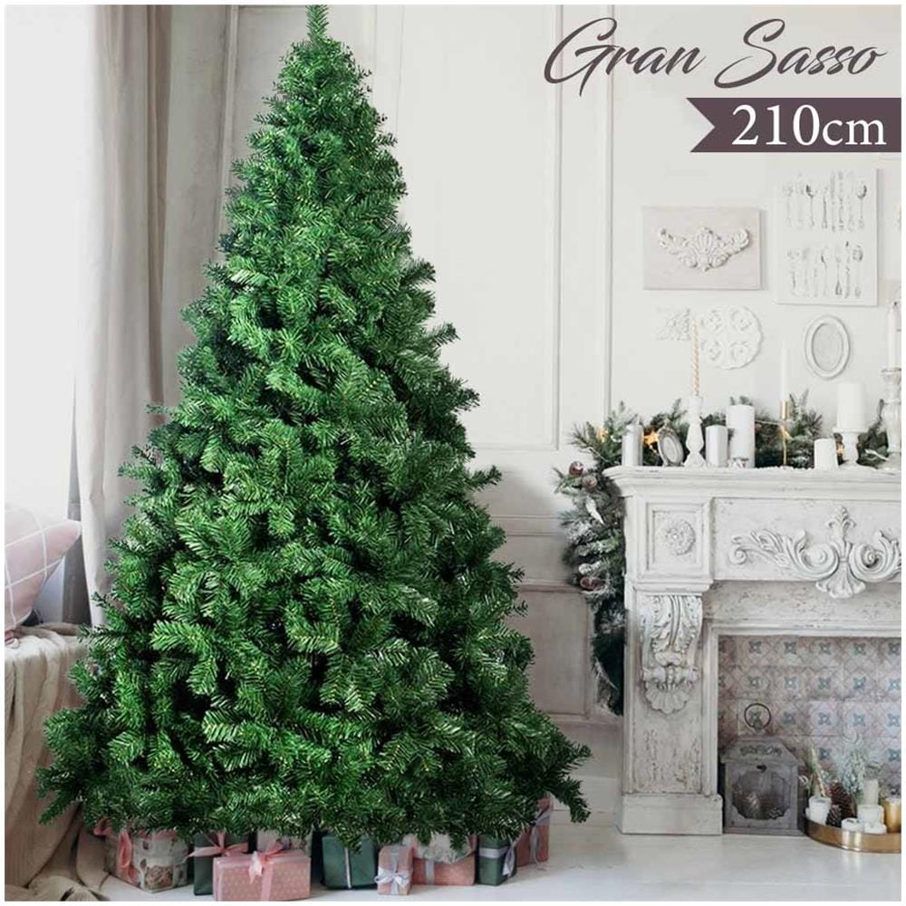 Albero Di Natale 210 Cm Gran Sasso Super Folto 1417 Rami Pino Verde Base A Croce - Foto 1