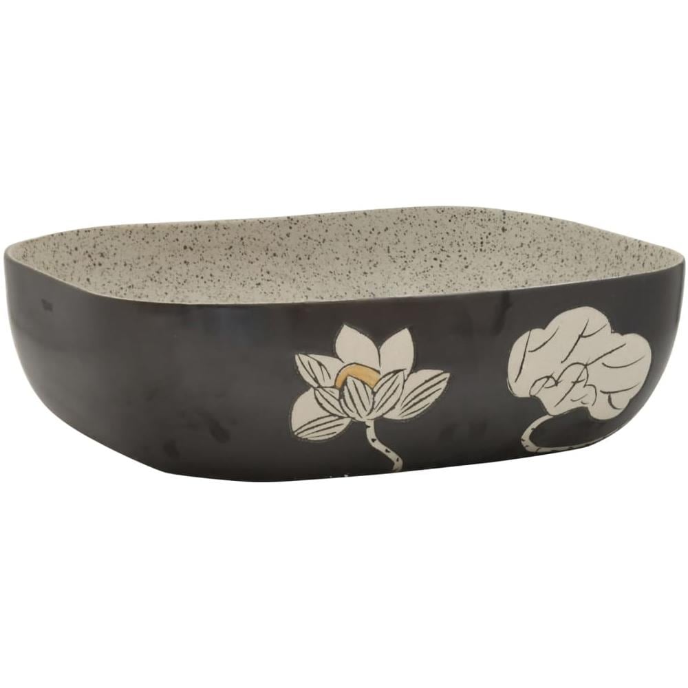 Lavabo Appoggio Grigio Nero Rettangolare 48x37,5x13,5 Ceramica - Foto 2